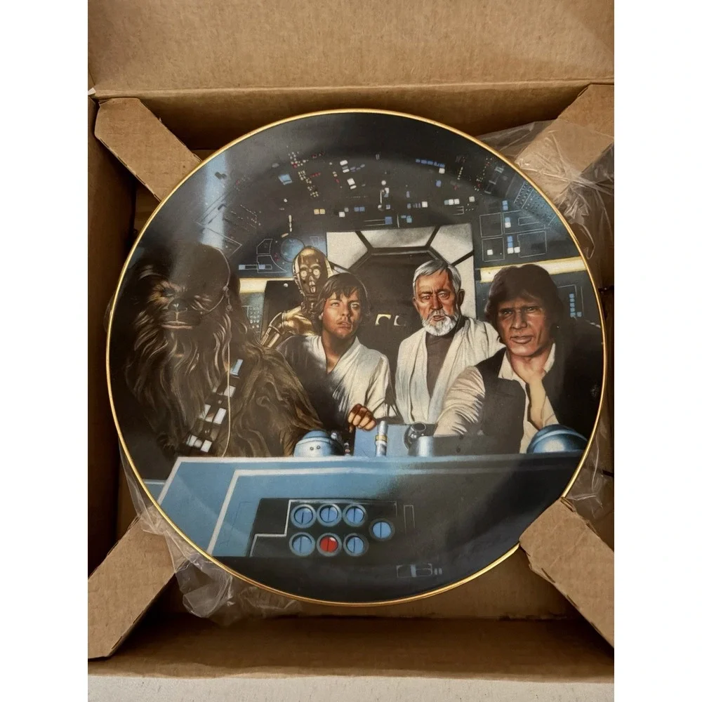 Star Wars Crew in Cockpit Limited Numbered Plate 1986 COA BOXED C-3PO Chewy Hans
